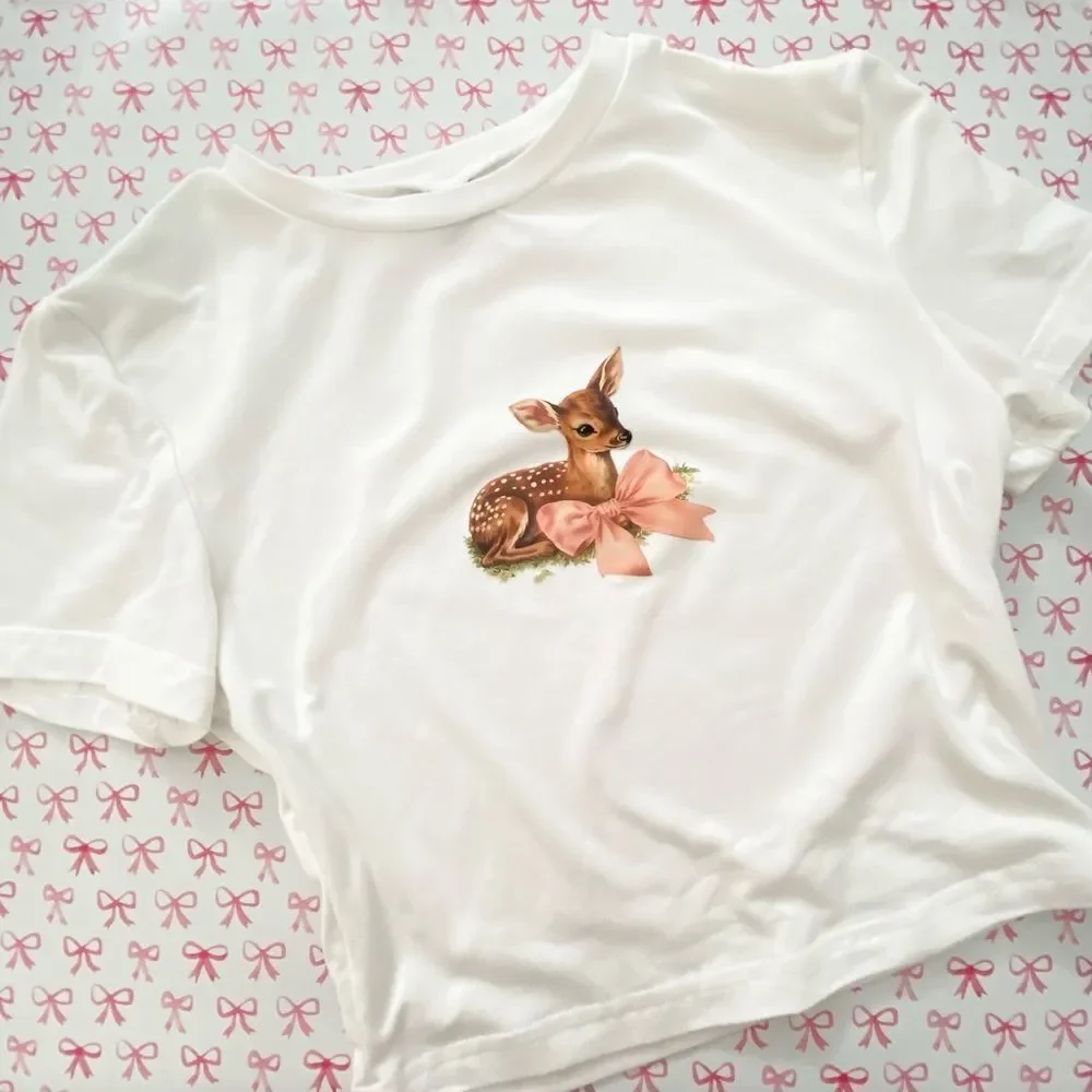 Deer Cropped Baby Tee 🎀 - Picture 1 of 4
